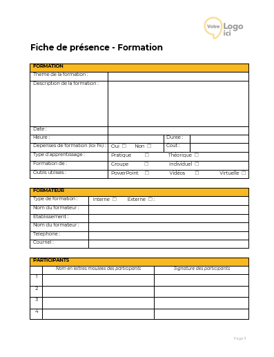 Téléchargez notre formulaire de présence à une formation pour documenter efficacement la participation de vos employés.