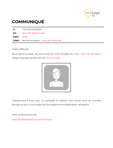 Assurez une intégration réussie dès le premier jour ! Téléchargez notre modèle d’annonce de l’arrivée d’un nouvel employé dès maintenant.