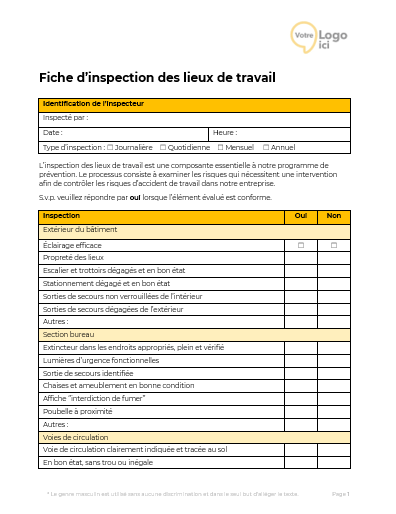 Prévenez les risques et assurez la conformité ! Téléchargez notre fiche d’inspection en milieu de travail dès maintenant.