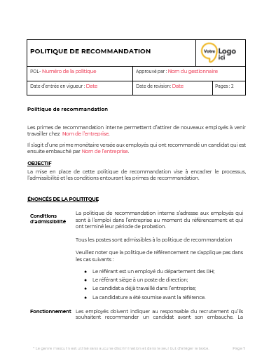 Modèle politique de recommandation