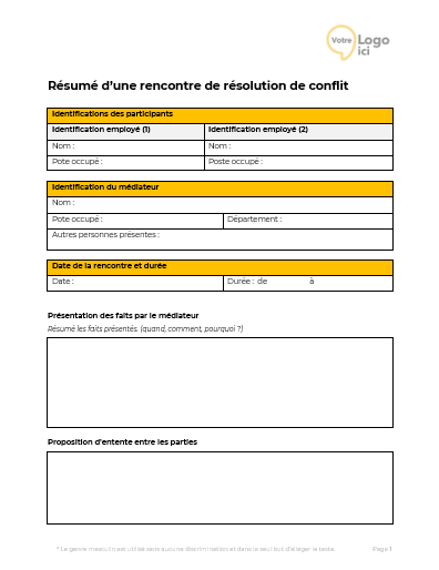 Modèle plan de gestion de conflit