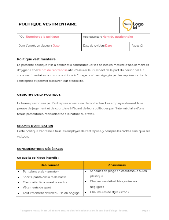 Modèle politique vestimentaire