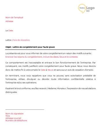 Fin d’emploi – modèle RH pour formaliser une cessation d’emploi | InfoRH